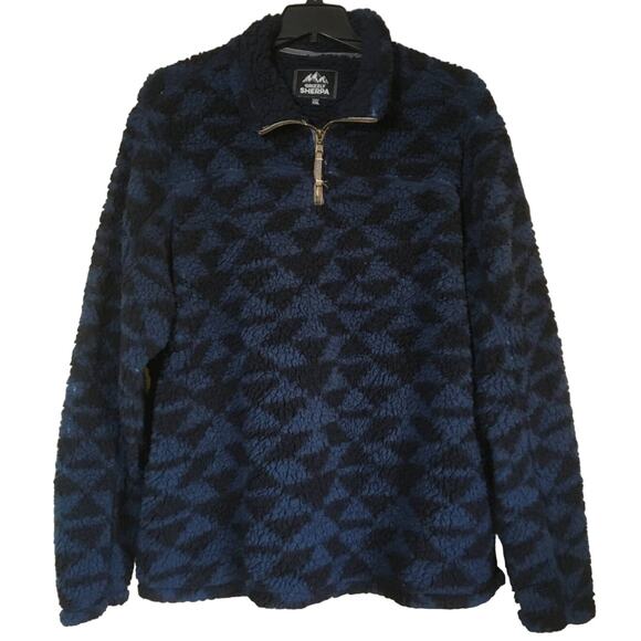 Grizzly Sherpa XXL Two Tone Blue 1/4 Zip Long Sleeve Pullover Sweater Jacket - Picture 1 of 9